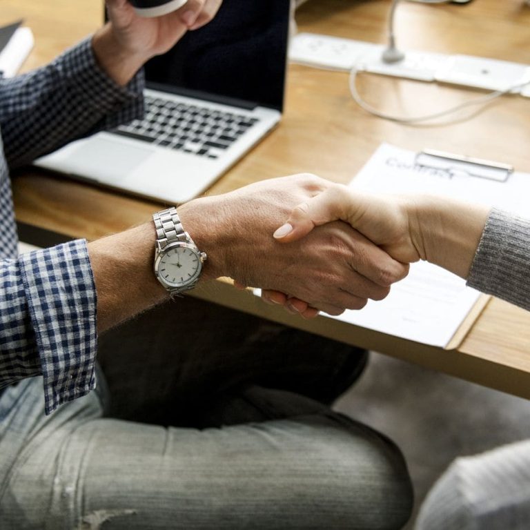 Business people shaking hands in agreement